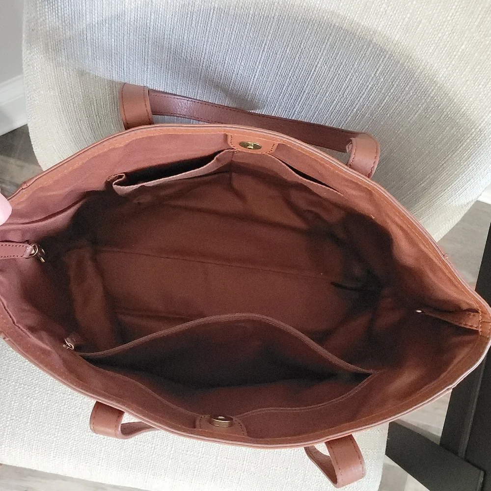 Fossil Brown Leather Tote Bag - Picture 5 of 7